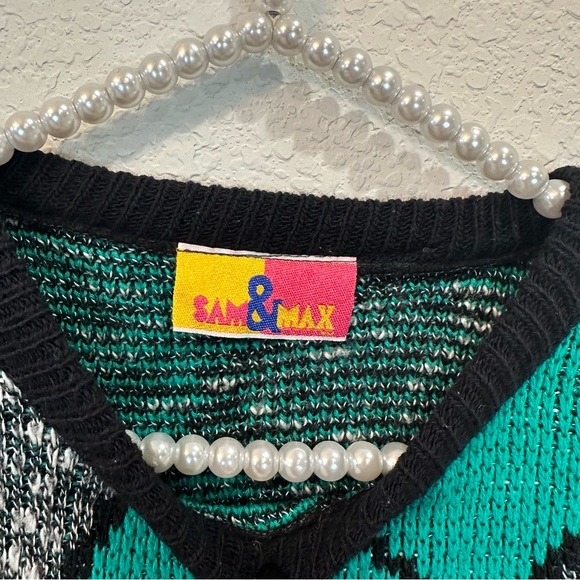 Vintage Sam & Max Abstract Green Sweater - Picture 2 of 10